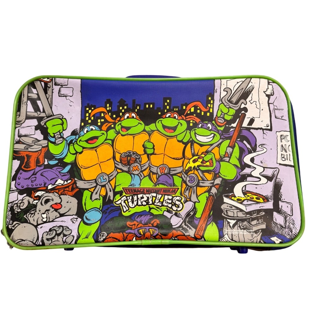 Vintage Teenage Mutant Ninja‎ Turtles Kids Zip Suitcase Carry All Case 1991